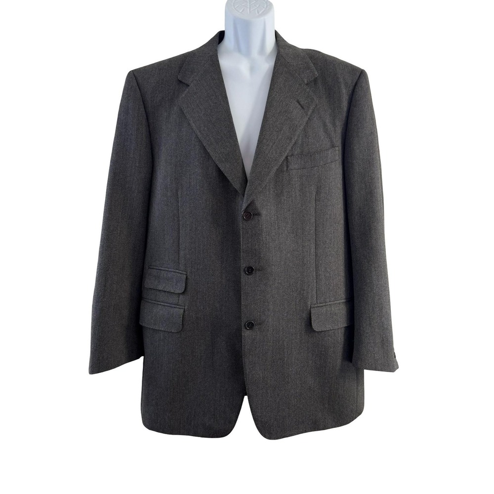 Canali Blazer Mens US‎ 44 Gray 100% Wool Made In Italy Barneys Three Button Coat